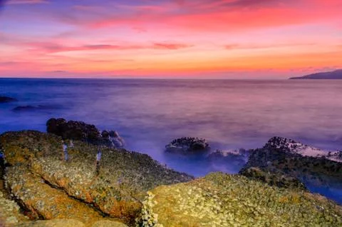 The beach at sunset Foto stock