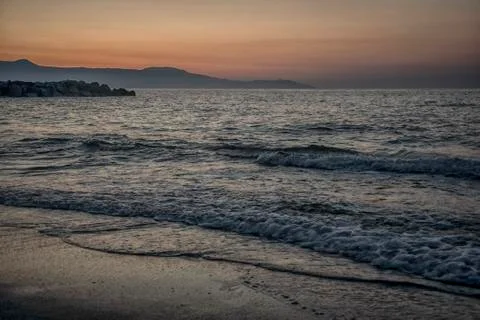 Beach in Sunset Stock Photos