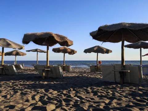 Beach into the sunset Stock Photos