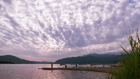 Beach Sunset Relaxation Holidays Sea Time Lapse Zoom Out 4k Stock Footage