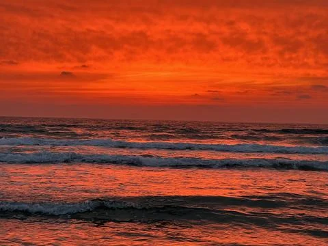 Beach sunset - Sky on Fire! Foto stock