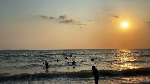 Beach at the sunset in the summer Stock Footage 125595714