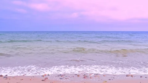 Beach in sunset time, Baltic Sea Stock Footage 108737549