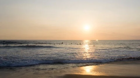 Beach sunset time lapse Stock Footage 97701201