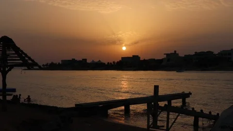 Beach sunset timelapse Stock Footage 100635238