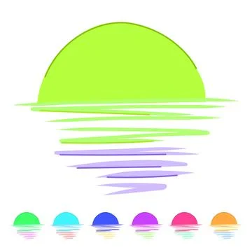 Beach sunset vector cartoon graphic イラスト素材
