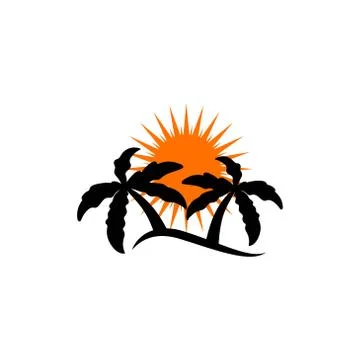 Beach sunset vector graphic design illustration Stock Illustration