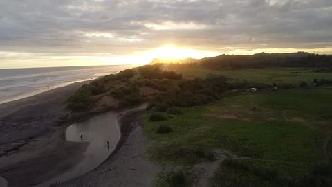 Beach sunset video with drone Video stock 274326255