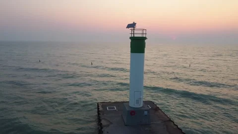 Beach Sunset video Light pole Cinematic very clean 4k Stock Footage 314338491