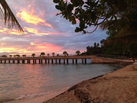 Beach at sunset view Stock Photos