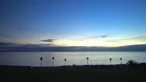 Beach sunset view, Rancho Palos Verdes, California 4k Stock Footage 71637717