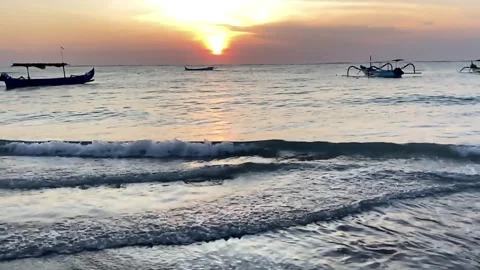 Beach sunset view with waves Stock Footage 241141380