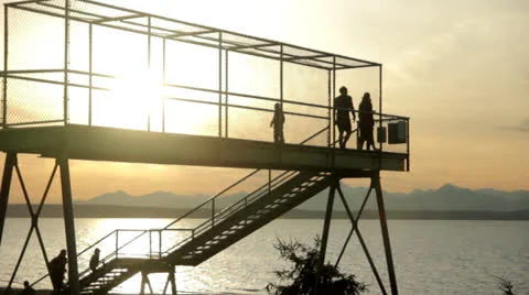 Beach Sunset Walkway Scene Video stock 25146228