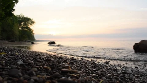 Beach Sunset Water Waves Ground Level Video stock 91178493