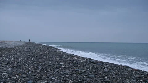 Beach at sunset, the wave hits the shore Video stock 104524856