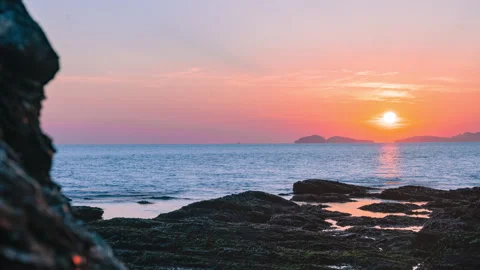 Beach Sunset Waves And Afterglow 4K Timelapse Stock-Footage 341864262