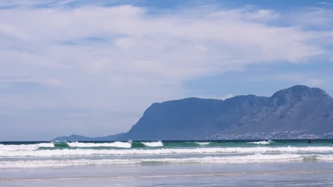 Beach Surf Mountains Clouds Stock Footage 105575700