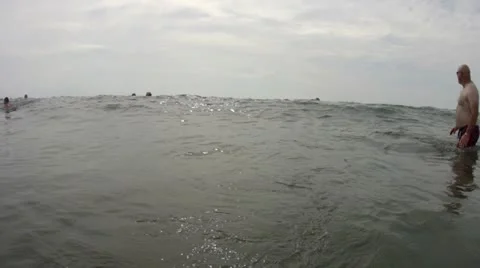 Beach surf underwater walking HD 0003 Stock Footage 12522032