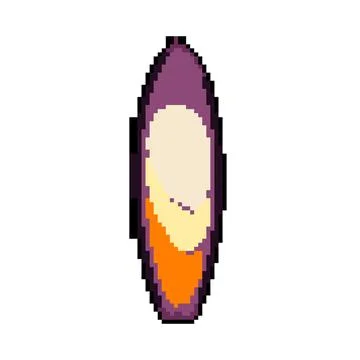 Beach surfboard pixel art vector illustration Stock Illustration