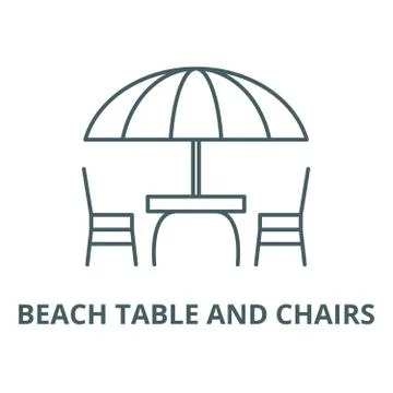 Beach table and chairs vector line icon, linear concept, outline sign, symbol Stockillustratie