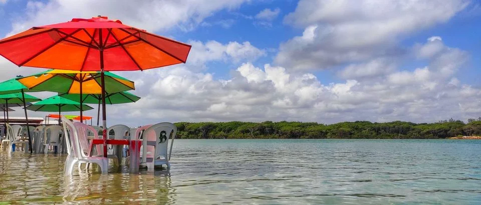 Beach with tables Stock Photos