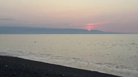 The beach of Taormina in Sicily at the first light Stock Footage 83914139