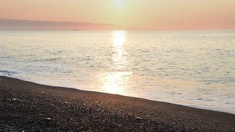 The beach of Taormina in Sicily at the first light Stock Footage 83915199