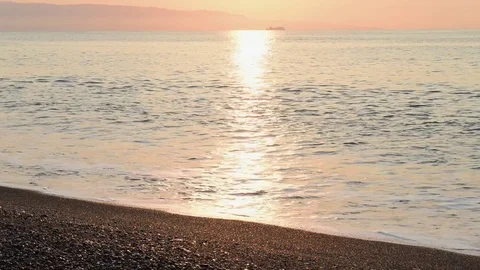 The beach of Taormina in Sicily at the first light of dawn Stock Footage 83915413