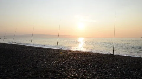The beach of Taormina in Sicily at the first light of dawn Video stock 83915838