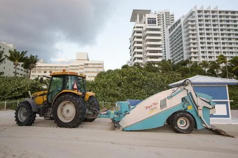 A beach tech machine on Miami Beach, florida, USA. The Florida coastline is h Stock Photos