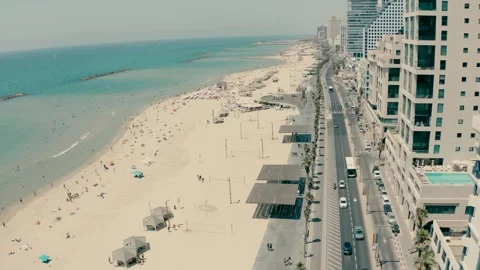 Beach in Tel Aviv City Stock Footage 220149366