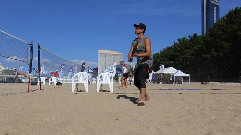 Beach Tennis Warm Up Drill 2 Stock Footage 102681772
