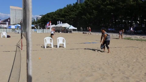 Beach Tennis Warm Up Drill Stock Footage 102681934