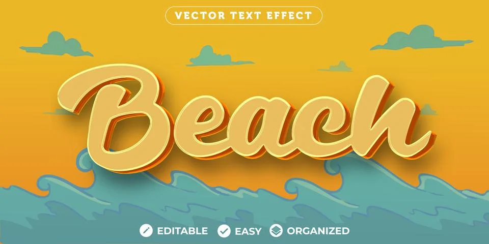 Beach Text Effect,Fully Editable Font Text Effect Stock Illustration