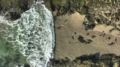 Beach Texture and Coastal Pattern Aerial Footage Stock Footage 340122337
