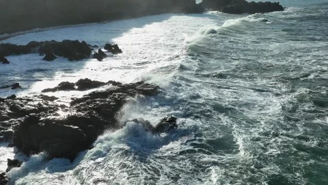 Beach Texture and Ocean Surface Pattern Drone View Stock Footage 340122898