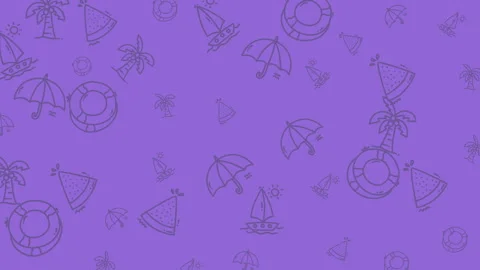 Beach themed design with palm trees, umbrellas, sailboats more Stock Footage 336434628