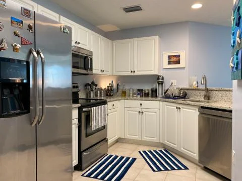 A beach themed  Kitchen in a Condominium complex in Florida. Stock Photos
