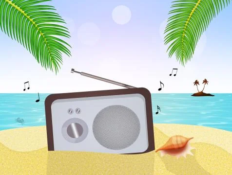 Beach things and with greeting Stock Illustration