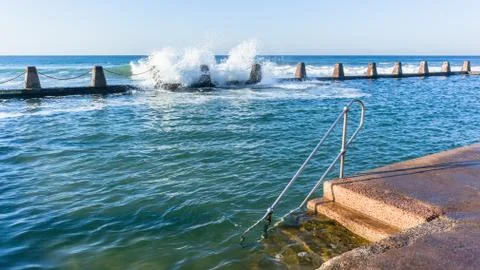 Beach Tidal Pool Ocean Waves Stock Photos