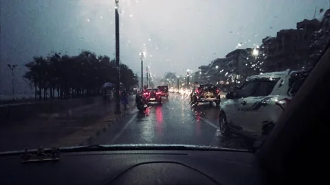 Beach tides view from car on rainy evening road view no sound Vidéo 138200315