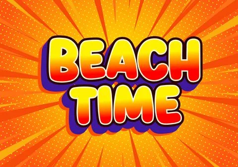 Beach time comic text on bright summer background Stock Illustration