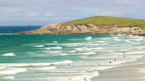 Beach Time Lapse Cornwall Coastline Zoom Stock Footage 31867918