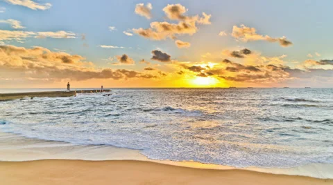 Beach Time Lapse Porto Sunset HDR Stock Footage 31869147