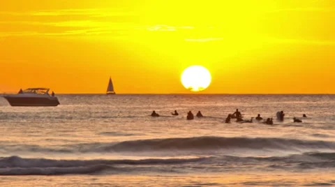 Beach Time Lapse Sunset Pan Stock Footage 31864512