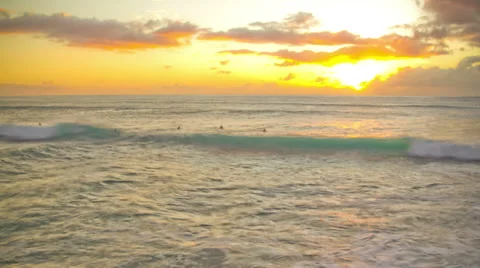 Beach Time Lapse Sunset Surfers Stock Footage 31862940
