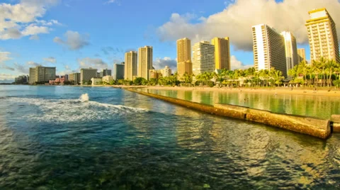 Beach Time Lapse Waikiki Stock Footage 31862258