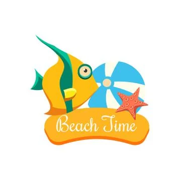 Beach Time Vacation. Vector Illustration Stock Illustration