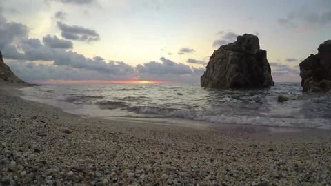 Beach timelapse at sunset Stock Footage 80488716