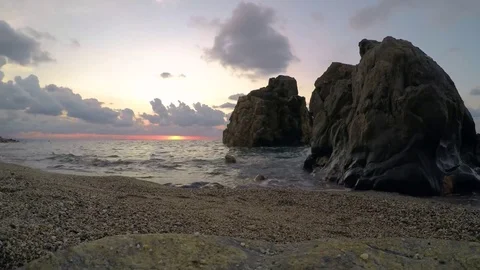Beach timelapse at sunset Stock Footage 80488736
